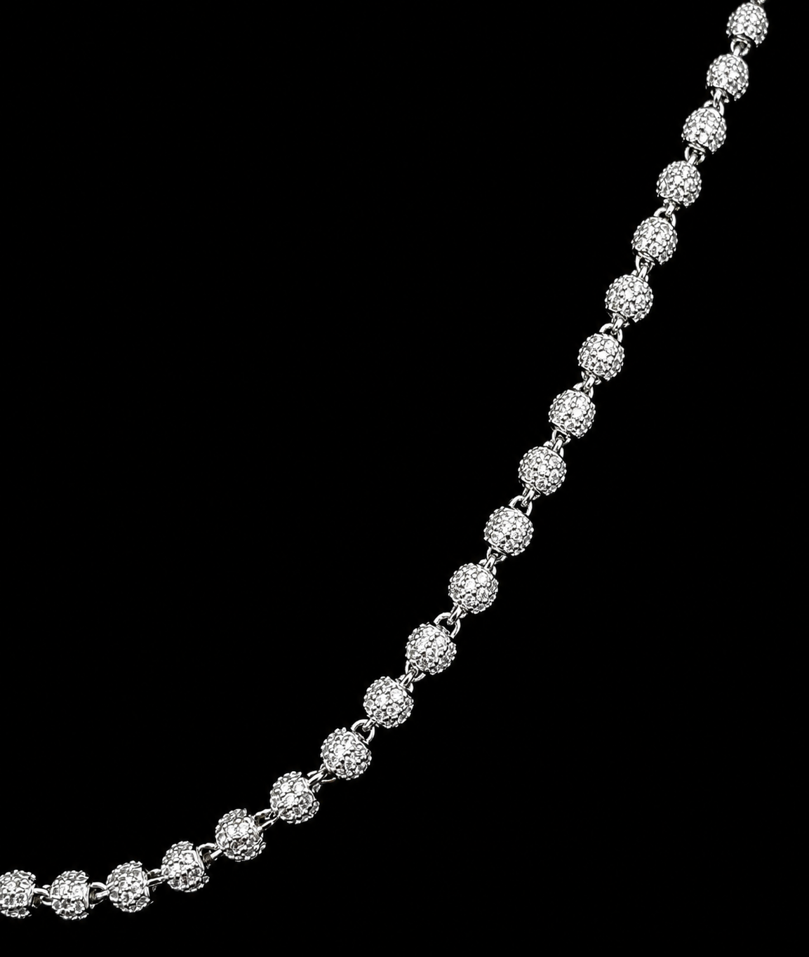 Signature DVVS-1 Lab Moissanite Diamond Beads Link Chain in Titanium -Sterling Silver & 18 K Vermeil White Gold