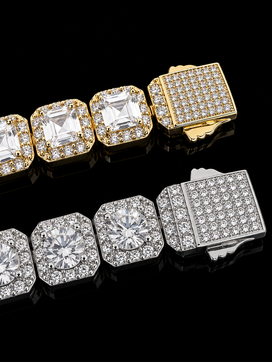 Cluster Halo Tennis Bracelet – CB Diamonds, Titanium & 18K Vermeil Gold