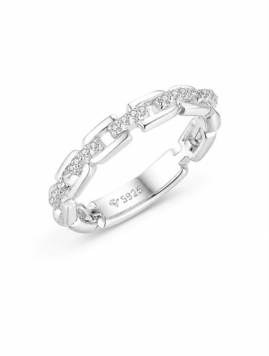 GELATI’S CHAINED MICRO PAVE DIAMOND BAND IN 925 STERLING SILVER & VVS1 MOISSANITE