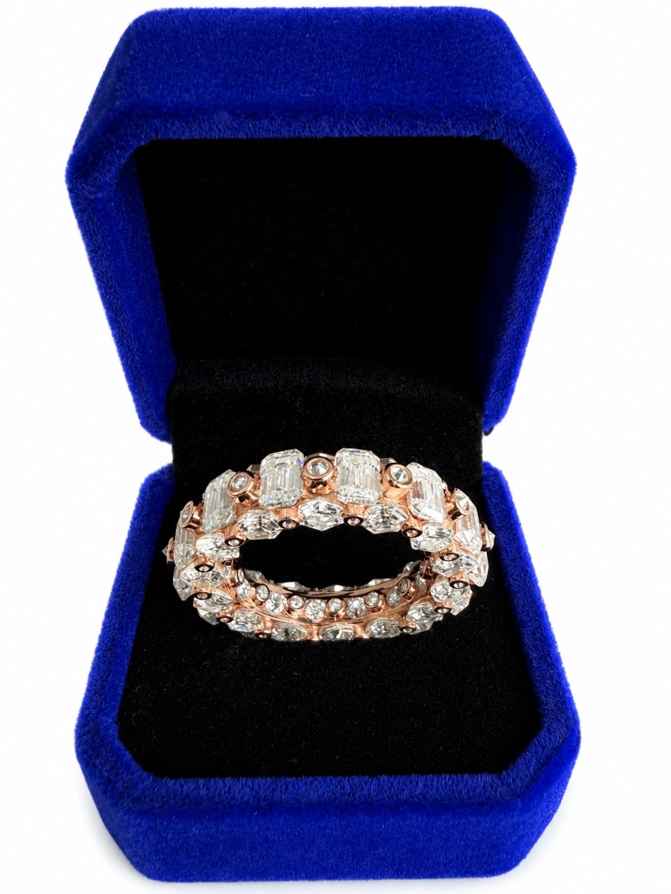 APOCALYPSE 1 OF 1 SPIKED DIAMOND ETERNITY RING – 15CTW+ FL-IF MOISSANITE, 925 SILVER & 14K ROSE GOLD