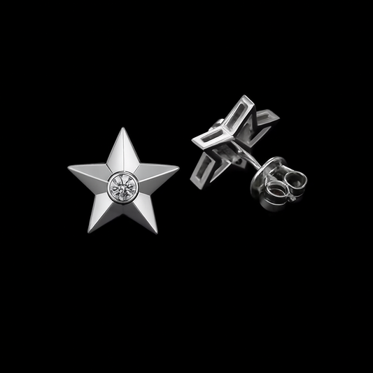 Gelati's VVS1 "LA Star" Diamond Earrings in Solid 925 Silver & 18k Vermeil Gold Inlay