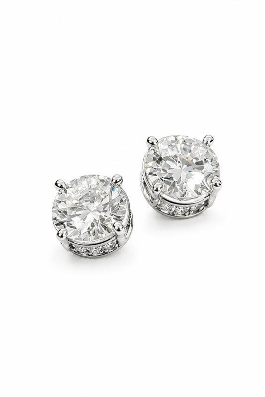 GELATI’S BUSSDOWN TWILIGHT 2CT FL-IF (FLAWLESS) MOISSANITE DIAMOND EARRINGS IN SOLID 925 STERLING SILVER & 18K VERMEIL GOLD