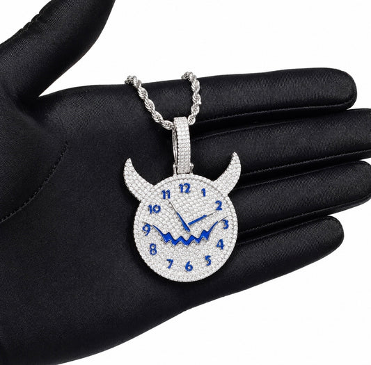 GELATI’S DEMON TIME DIAMOND PENDANT IN SOLID TITANIUM & 18K VERMEIL GOLD ACCENTS + BLUE ENAMEL DETAILS