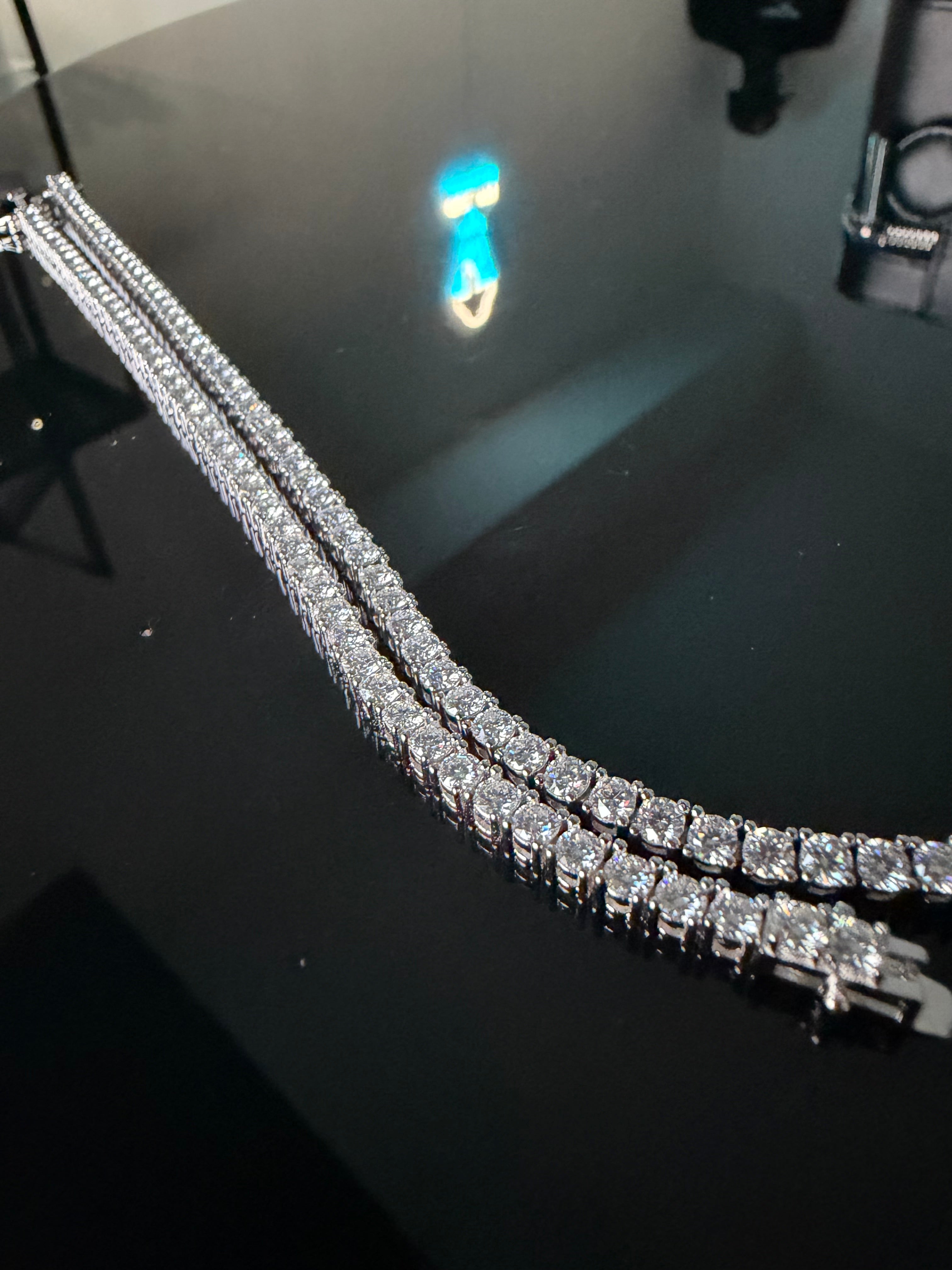 Gelati's Bespoke VVS1/CB 8CT Diamond "Glaciale"  Round & Square Cut Tennis Bracelet in 925 Silver & 18k Vermeil Gold