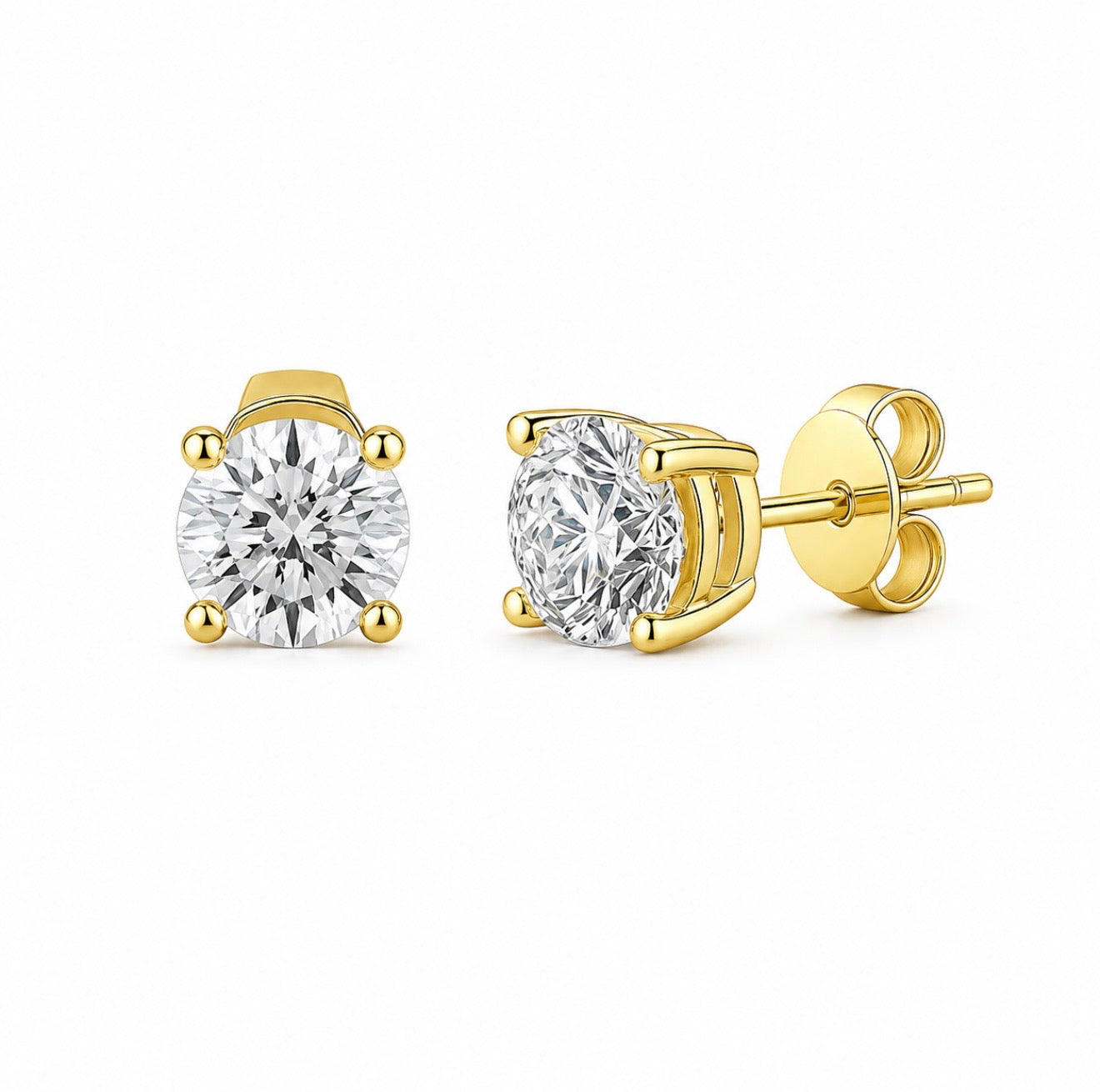 GELATI’S 14K VERMEIL GOLD & 925 STERLING SILVER VS1 D-COLOR 3EX LAB DIAMOND SOLITAIRE STUDS – 1.00CTW IGI CERTIFIED