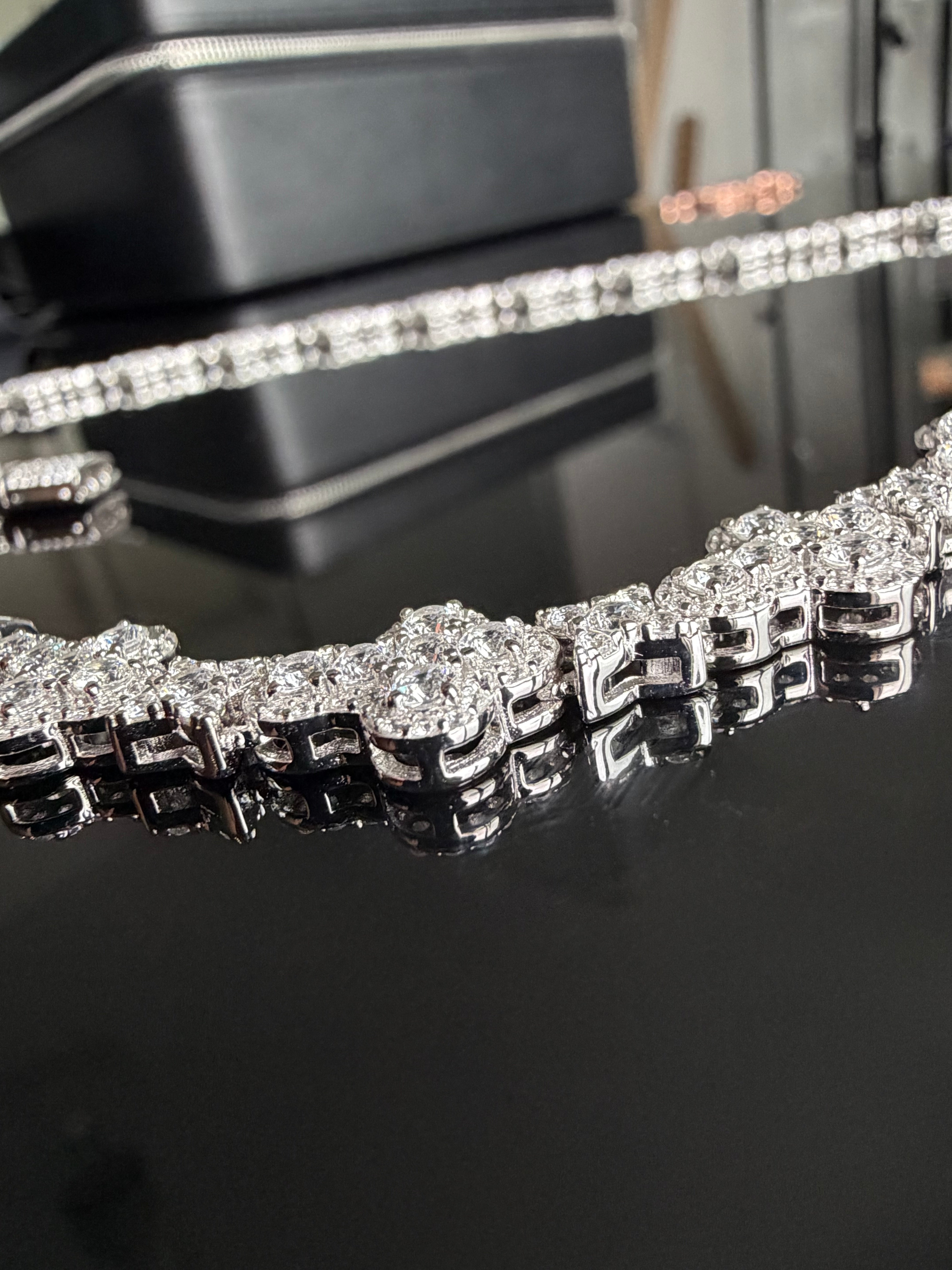 Gelati's Speciale 20 Ctw FL-IF Flawless Lab Moissanite Star Cross Link Necklace in Solid 925 Sterling Silver & 18K Vermeil White Gold