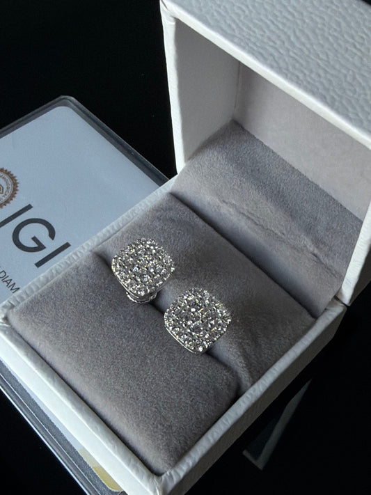 Gelati's Equinox Square Cut VVS1 D-Color IGI Certified 1,05 CTW Diamond Earrings in 14K Vermeil Gold & 925 Sterling Silver