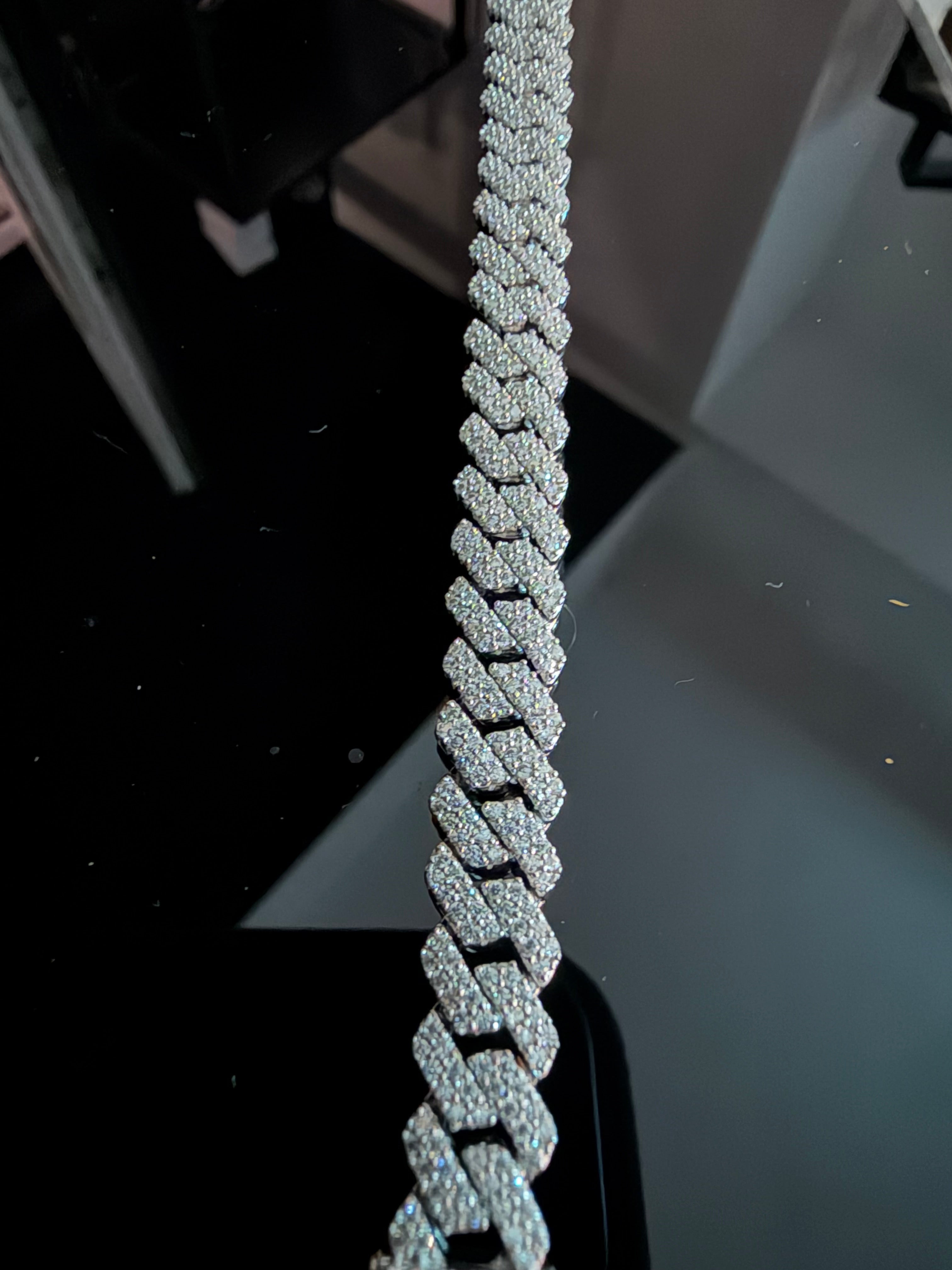 Gelati's Special Edition FL-IF Flawless Lab Moissanite Diamond Miami Prongue 10MM Cuban Bracelet In Solid 925 Sterling Silver & 18K Vermeil Gold