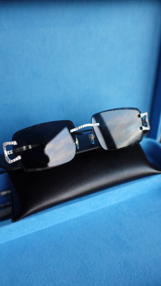 Gelati's Limited FL-Flawless D-Color Moissanite Diamond Rimless Eyewear in 925 Sterling Silver & 18k Vermeil Gold Inserts