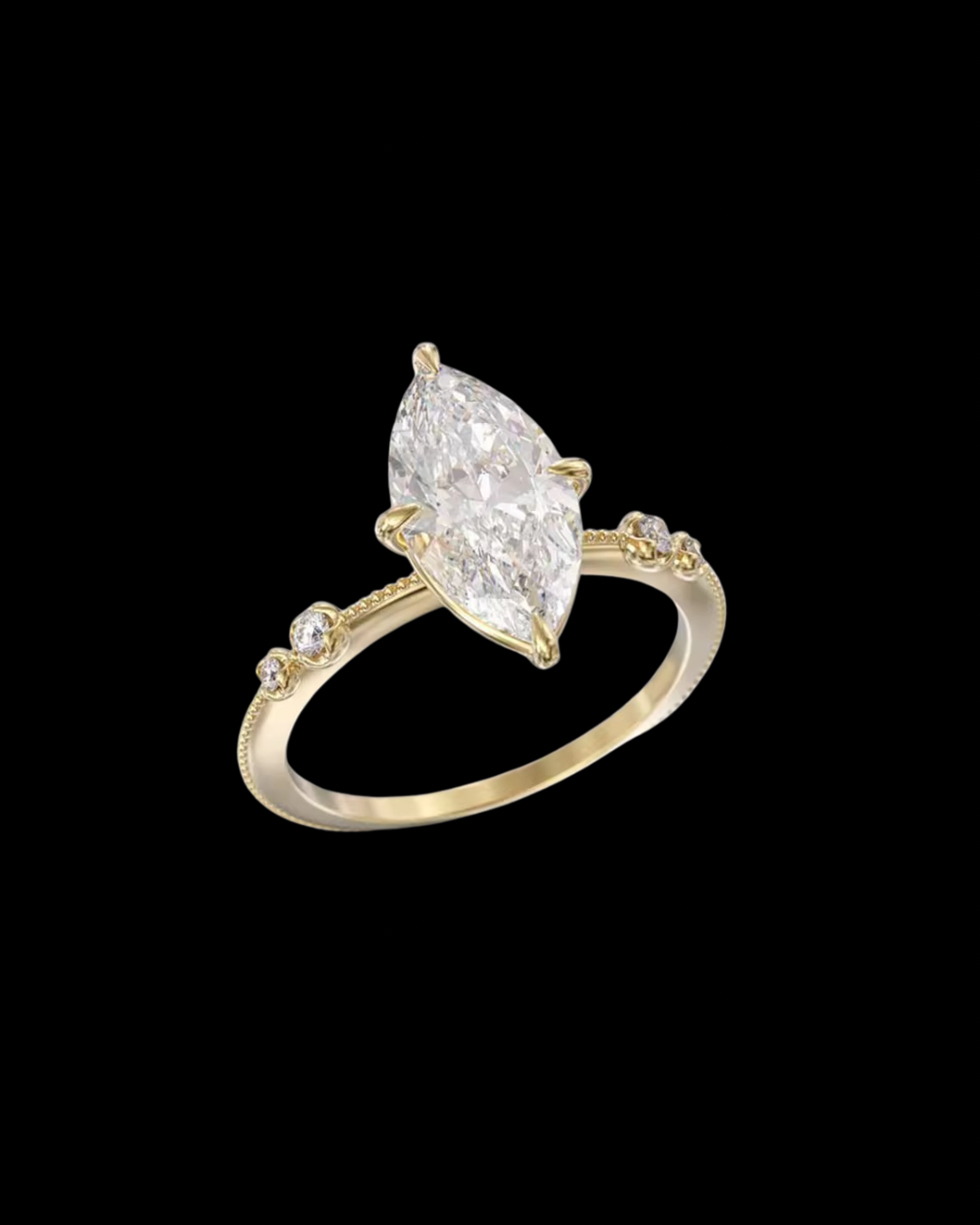 Gelati's Bespoke Marquise VVS1/CB Diamond Ring In solid 925 Silver & 18 Vermeil Gold Inserts