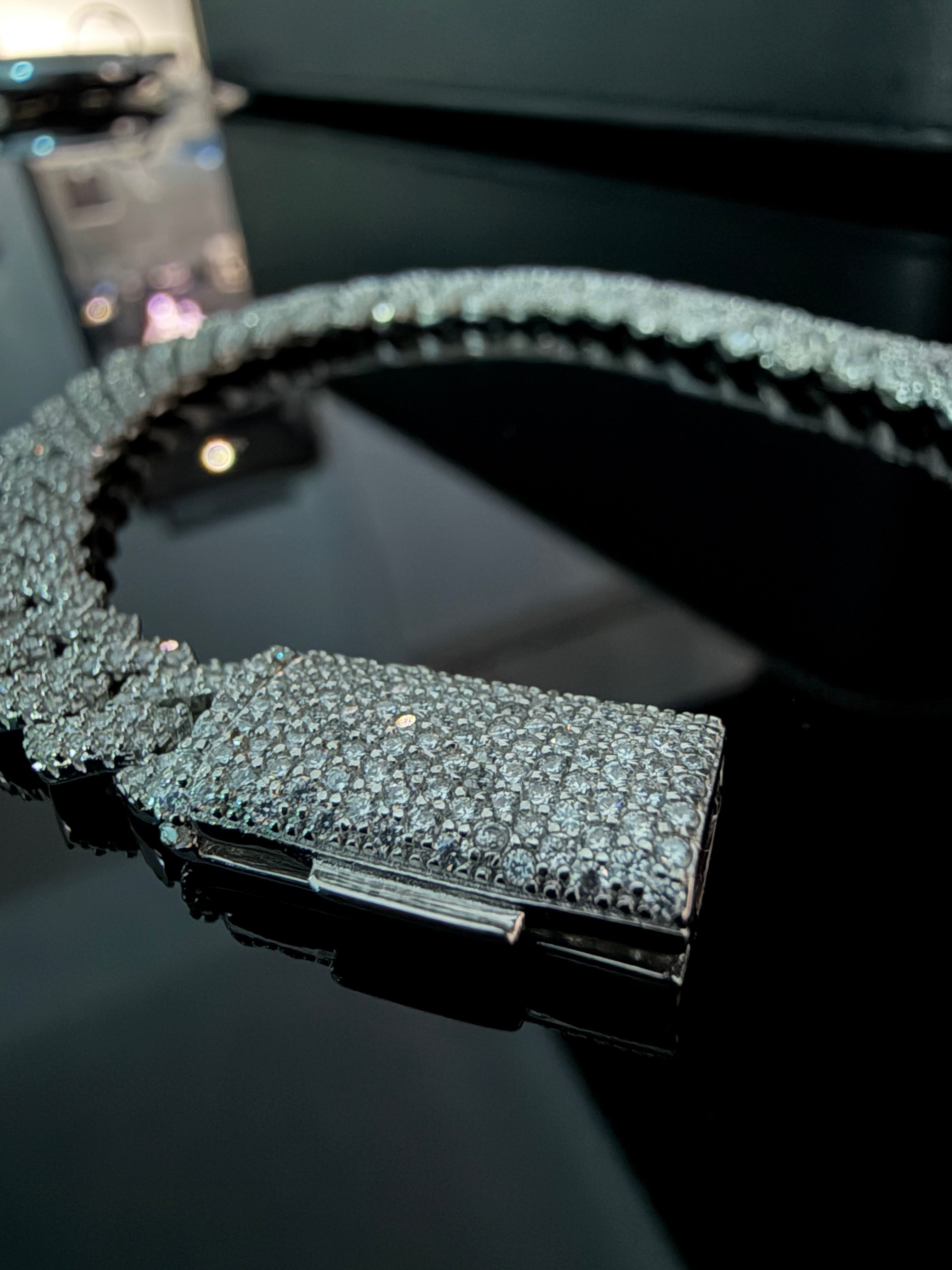 Gelati's Special Edition FL-IF Flawless Lab Moissanite Diamond Miami Prongue 10MM Cuban Bracelet In Solid 925 Sterling Silver & 18K Vermeil Gold