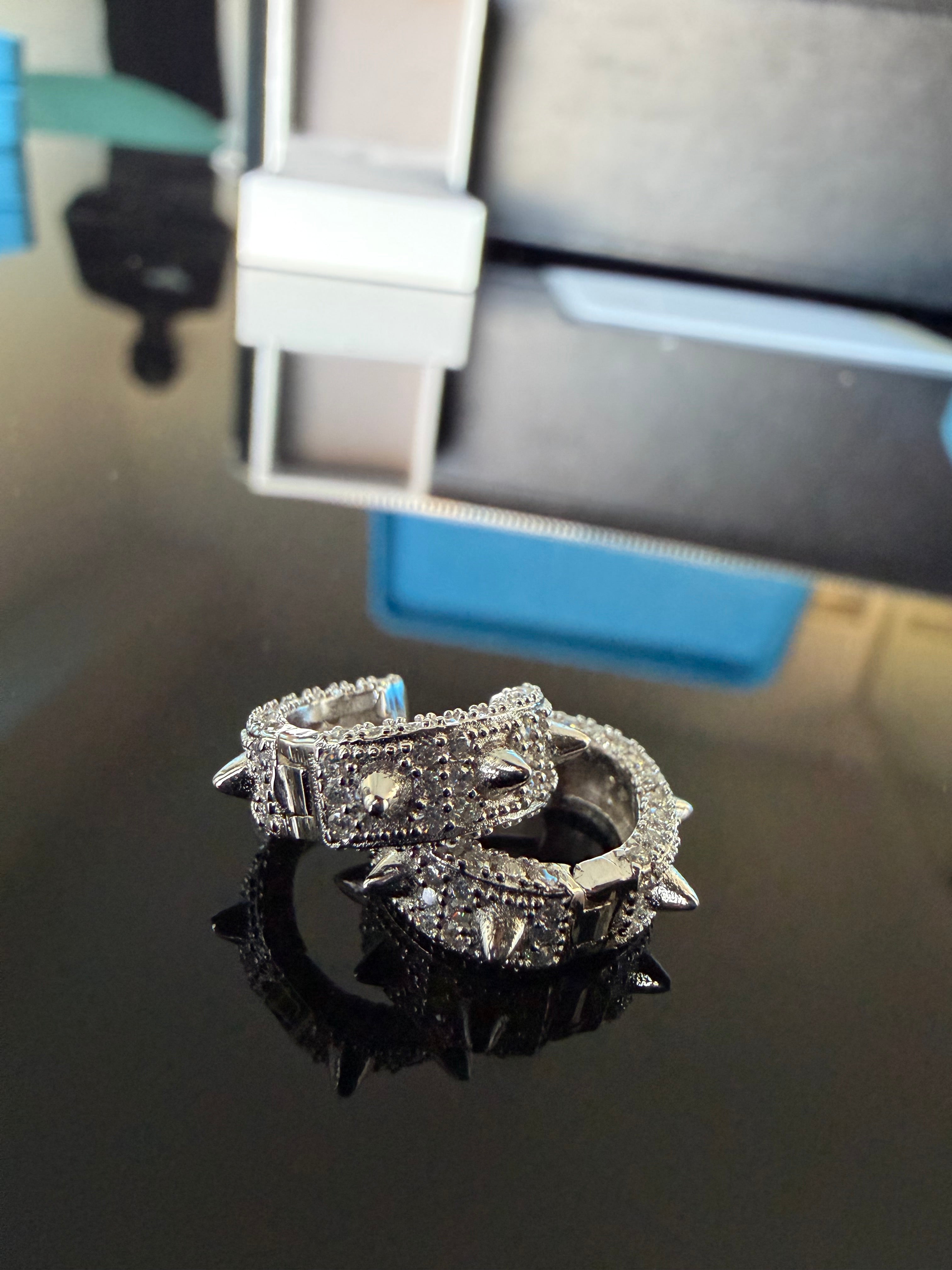 Gelati's Spiked Claw FL-IF Lab Moissanite Diamond Claw Earrings In Solid 925 Sterling Silver & 18K Vermeil Gold