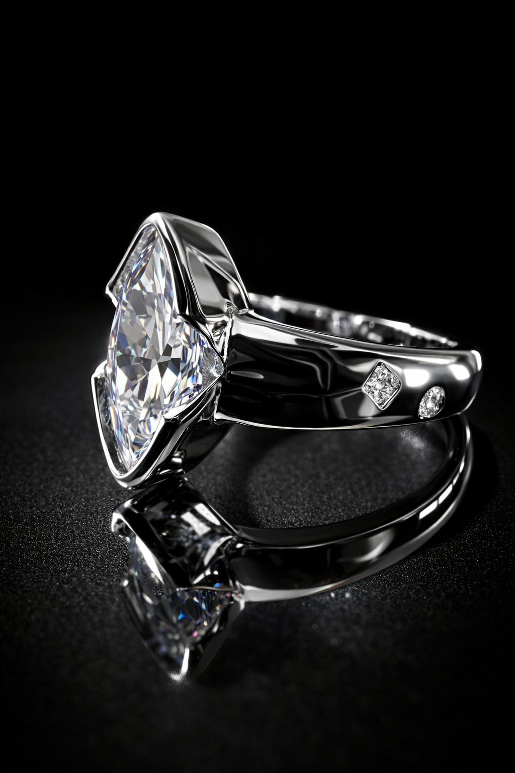 Diamond Touch Eternity Ring – 3CTW DVVS1 Marquise Moissanite, 925 Silver & Platinum Vermeil