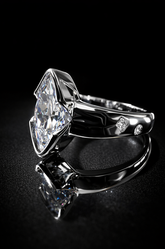 Gelati's Diamond Touch Marquise Cut 3Ctw DVVS1 Lab Moissanite Eternity Ring in solid 925 Sterling Silver & Vermeil Platinum Layer