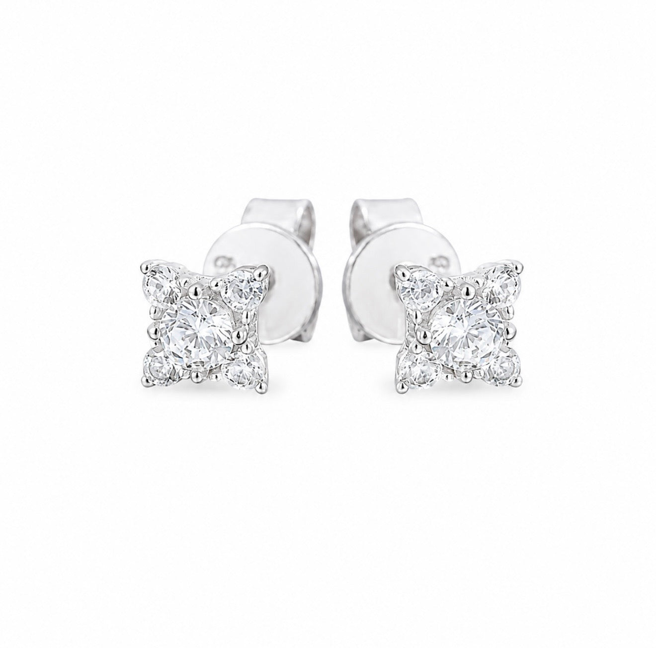 GELATI’S VVS1 STARLIGHT DIAMOND EARRINGS IN SOLID 925 STERLING SILVER & 18K VERMEIL GOLD INLAY