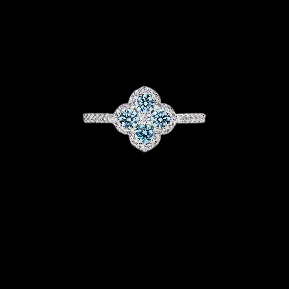 Gelati's Diamond Lucky Clover Ring in 925 Sterling Silver & VVS1 Moissanite Diamonds