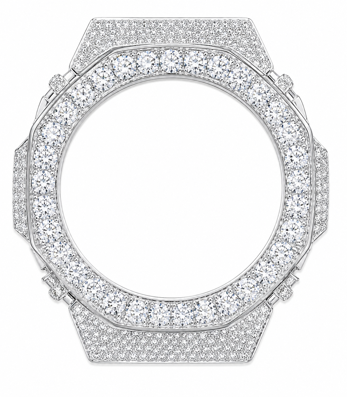 Gelati's Custom G-Shock GA2100 FL-IF Lab Moissanite Diamond Case In Solid 925 Sterling Silver & 18k Vermeil White Gold