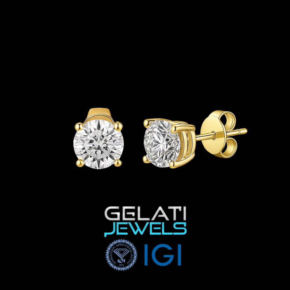 Gelati’s 10K Gold VS1 Lab Diamond Solitaire Studs – 1.00ctw IGI