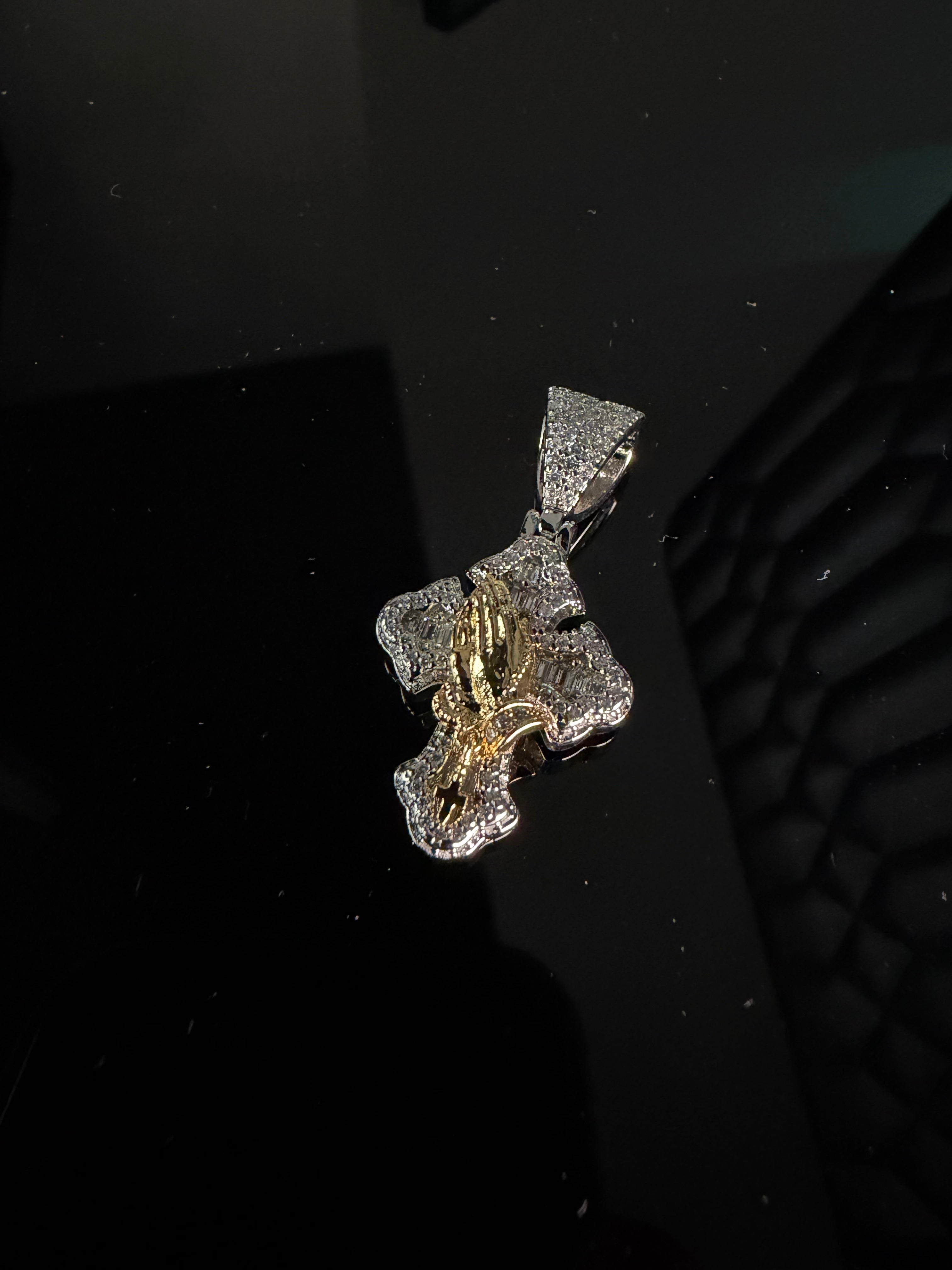 Gelati's "Prey On The Weak" V2 Baguette Setting CB Diamond Pendant In Solid Titanium & 18 Vermeil Gold Inlay + Free Silver 3mm Rope Chain