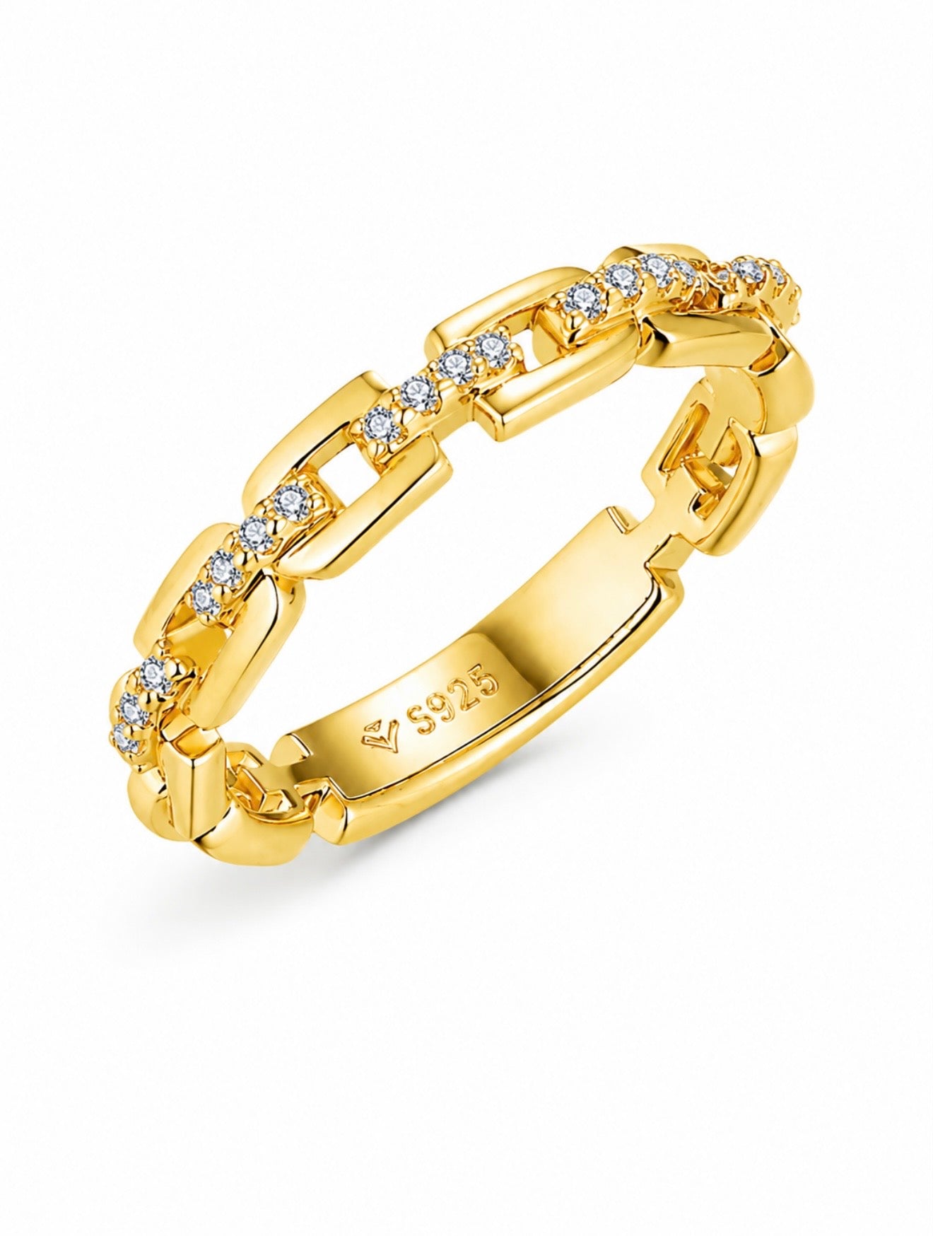 GELATI’S CHAINED MICRO PAVE DIAMOND BAND IN 925 STERLING SILVER & VVS1 MOISSANITE