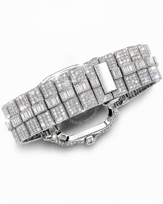 Gelati's Baguette Dial "Primo Santo" Carbon Diamonds & Stainless Steel Watch