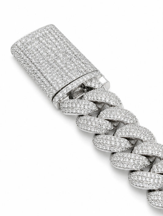 17MM MOON LINK CUBAN BRACELET - TRI ROW RAISED POINTERS™ — FL-IF CERTIFIED LAB MOISSANITE | 925 SILVER + 18K VERMEIL GOLD