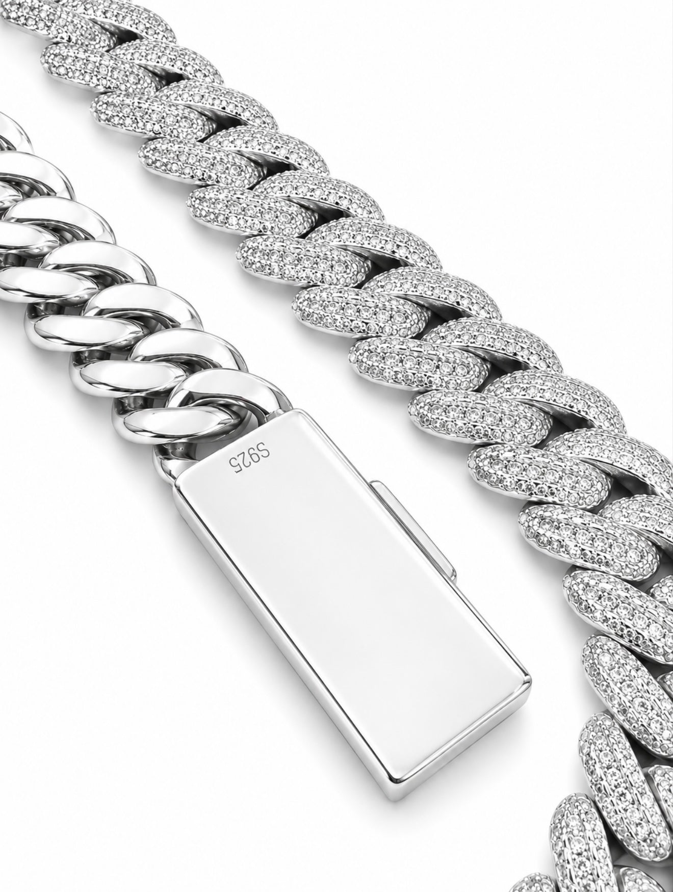 17MM MOON LINK CUBAN BRACELET - TRI ROW RAISED POINTERS™ — FL-IF CERTIFIED LAB MOISSANITE | 925 SILVER + 18K VERMEIL GOLD