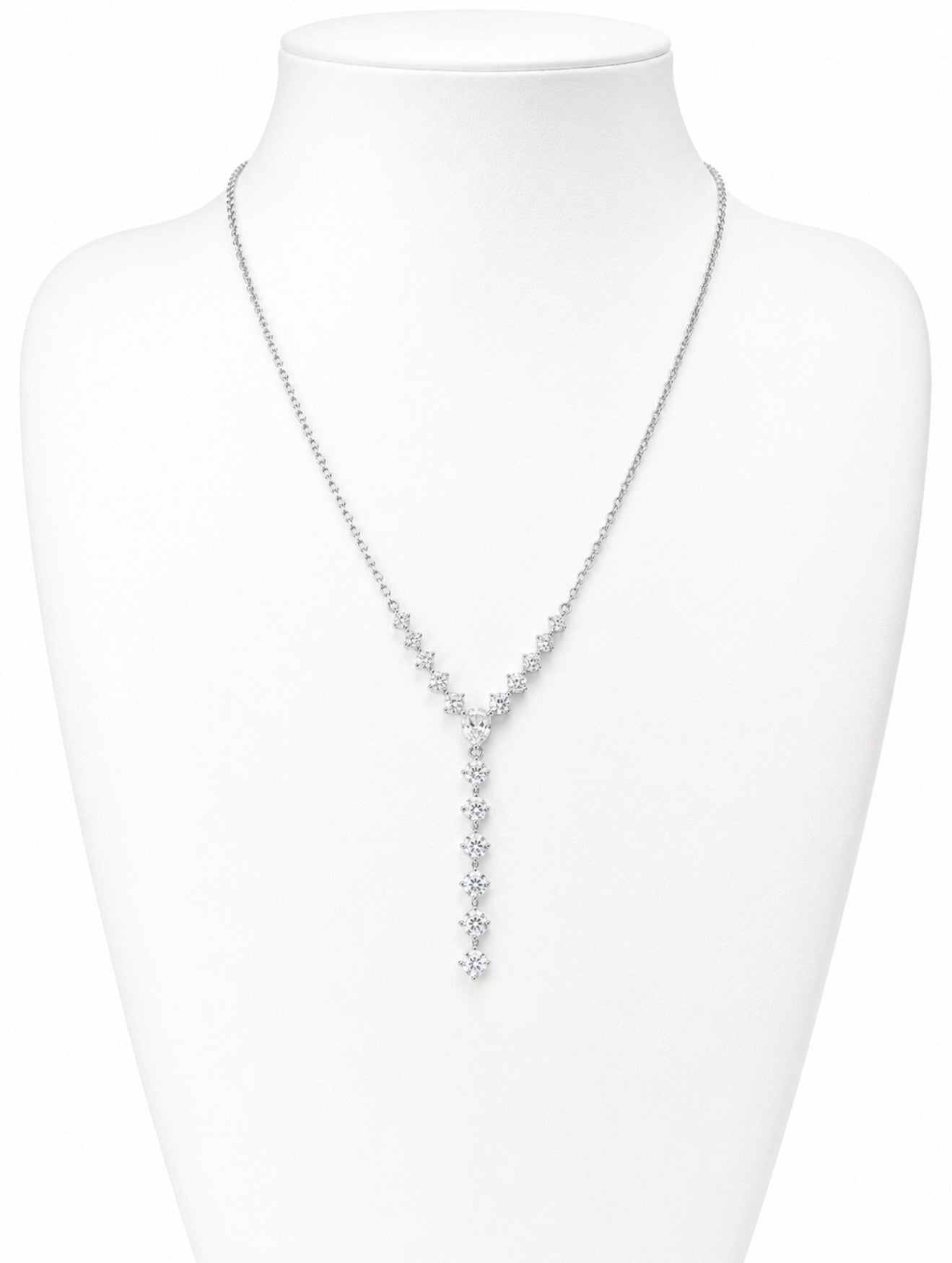 GELATI CELESTIA DROP NECKLACE — 3CTW FL-IF LAB MOISSANITE | 925 SILVER & 18K WHITE GOLD