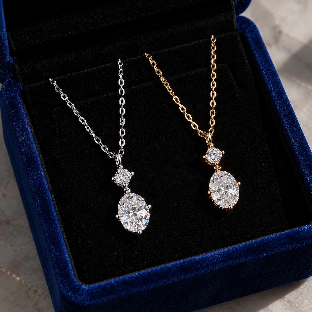 Gelati Celestial Oval Cut Diamond Necklace | VVS1 Lab Moissanite Diamond | 18K Vermeil Gold | 925 Sterling Silver