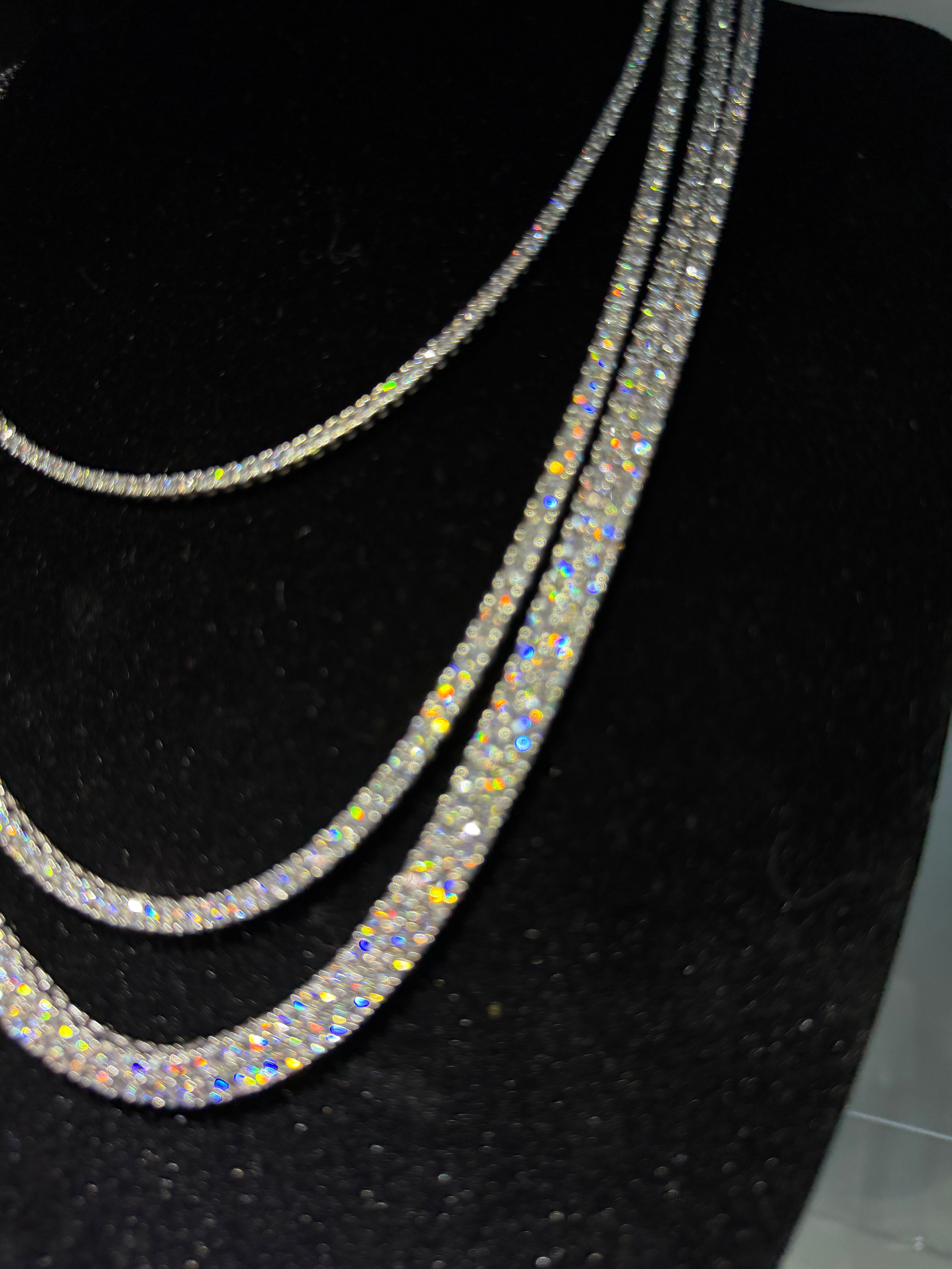 Gelati's Bespoke "Anturi"  Diamond Tennis Necklace in 999 Italian Silver & 18k Vermeil Gold - VVS1/CB 15Ctw