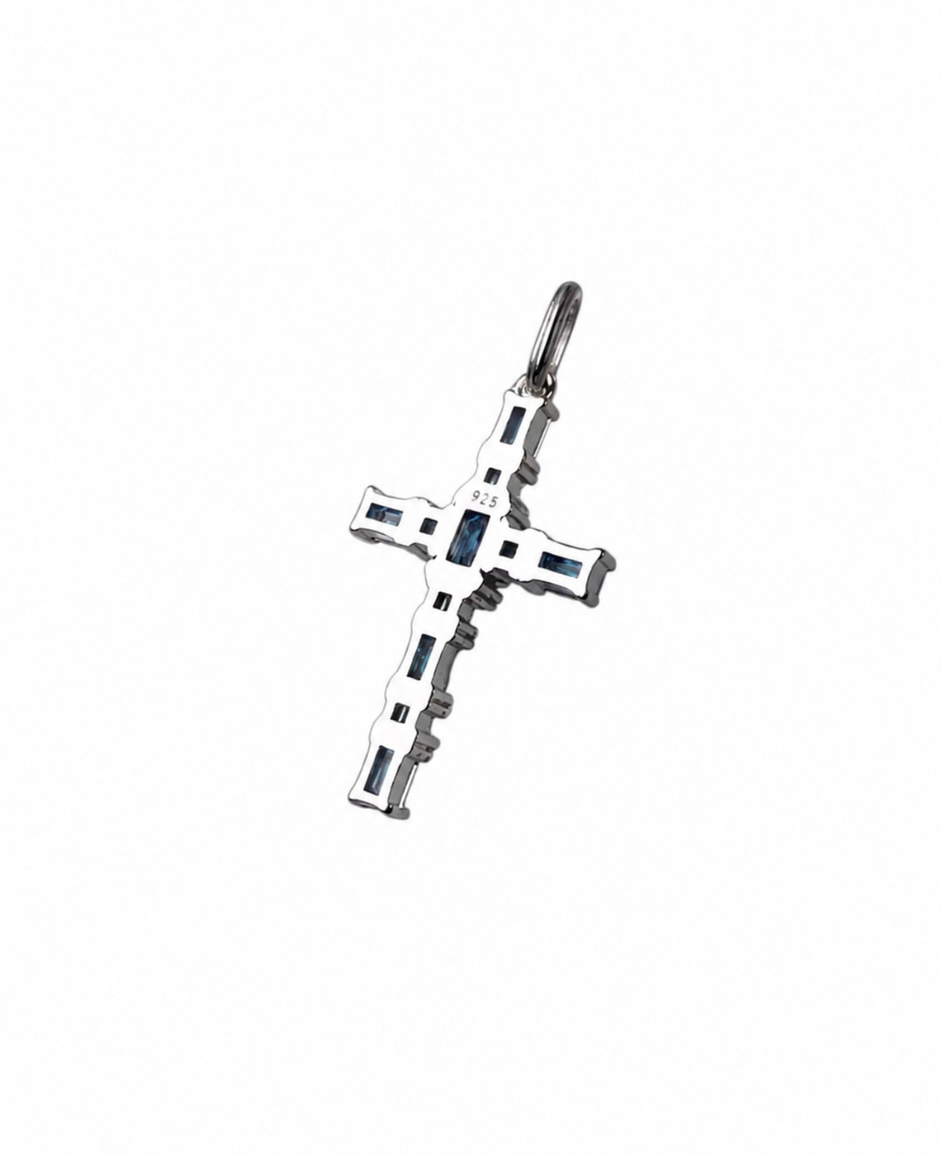 GELATI’S SAPPHIRE BAGUETTE CROSS IN SOLID 925 STERLING SILVER & 18K VERMEIL GOLD