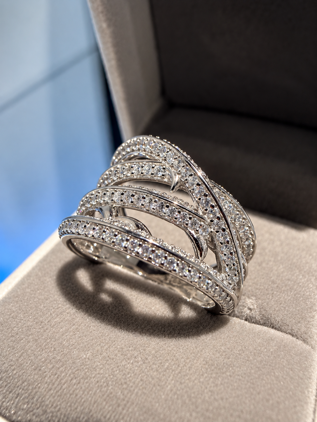 INFERNO SPIKED THORNS DIAMOND RING | FL-IF LAB MOISSANITE | 925 SOLID STERLING SILVER | 18k White Vermeil Gold