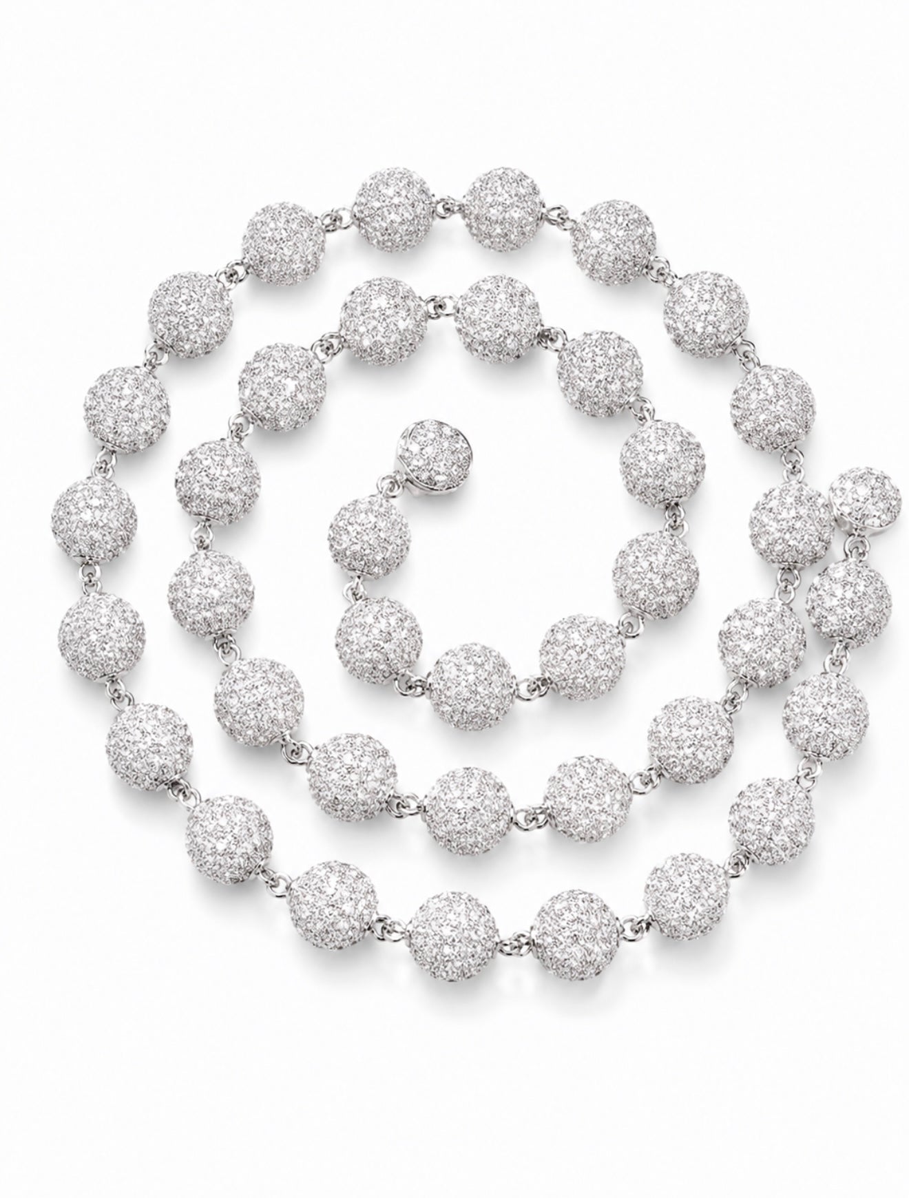 GELATI’S SIGNATURE MICRO PAVE FLAWLESS 10MM DIAMOND BEADS NECKLACE IN STEEL & 18K VERMEIL GOLD INSERTS
