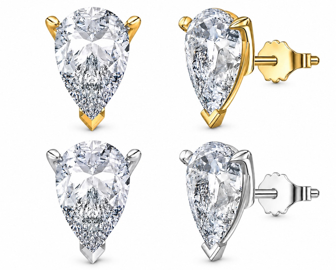 TEARS OF ICE PEAR CUT 1.5 CTW DIAMOND EARRINGS – 925 SILVER & 18K VERMEIL