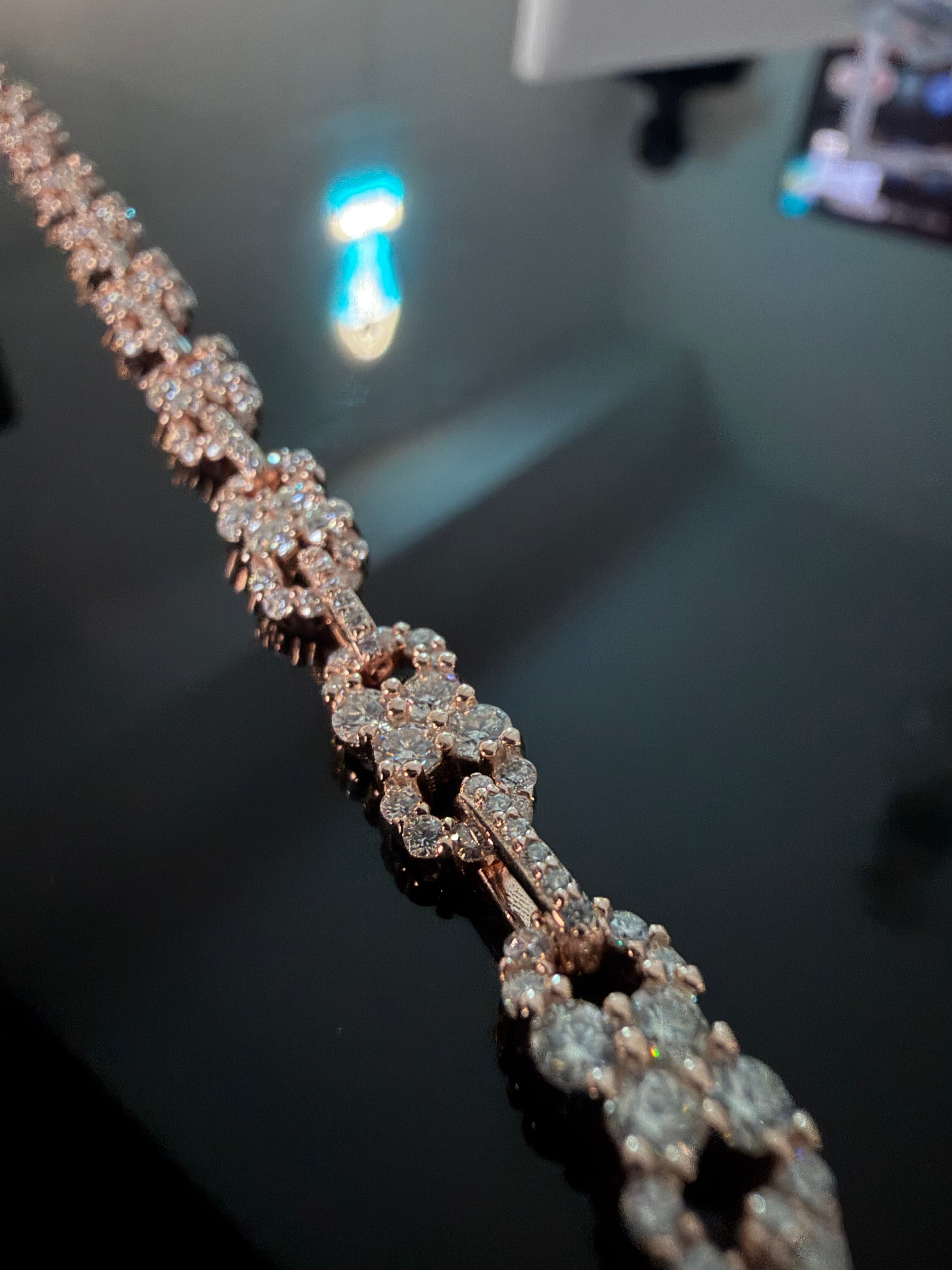 Gelati's Bussdown Infinity Link Diamond Bracelet In FL-IF Lab Moissanite GRA & 925 Sterling Silver & 18K Vermeil Gold