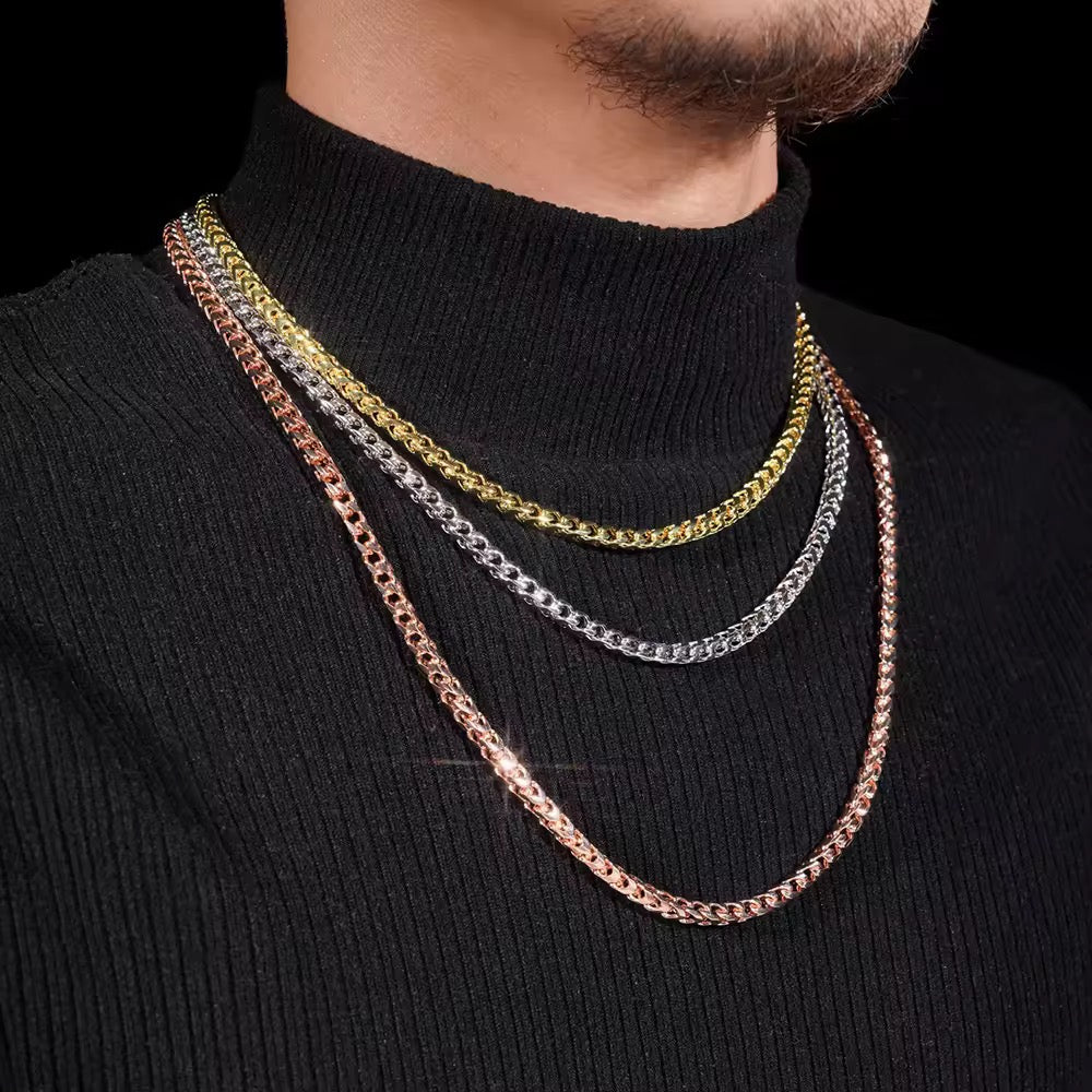 Gelati's VVS1 Moissanite & 925 Sterling Silver 6MM Snake Link Chain With 18k Vermeil Gold Inserts