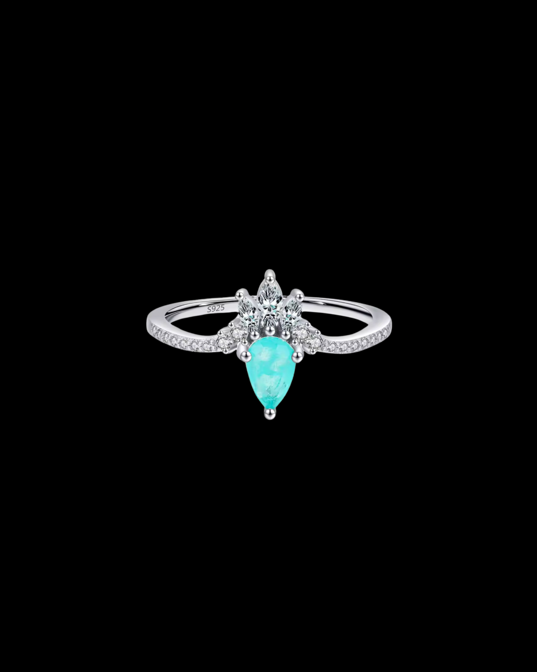 Gelati's Tourmaline & VVS1 Moissanite Diamond Ring in Sterling 925 Silver & 18k Vermeil Gold Inserts