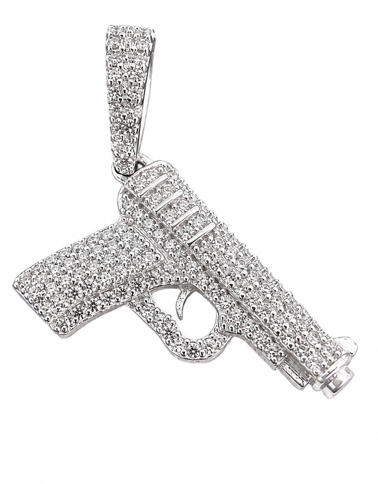 LA SWITCH PISTOL PENDANT™ – FL–IF MOISSANITE | 925 SILVER + 18K VERMEIL