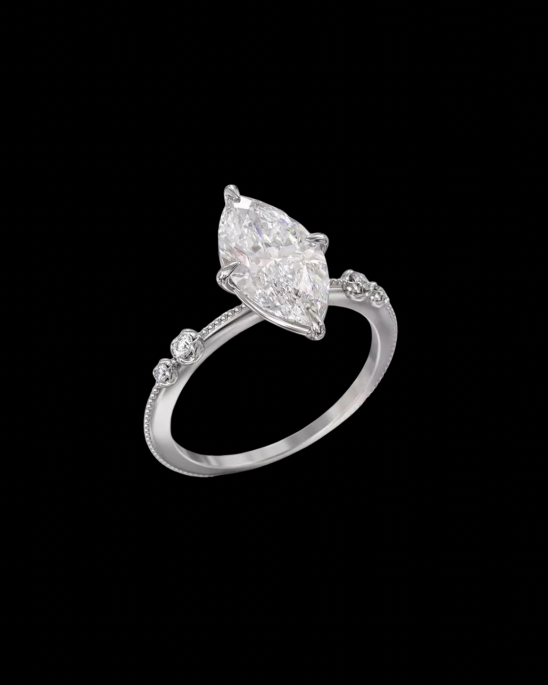 Gelati's Bespoke Marquise VVS1/CB Diamond Ring In solid 925 Silver & 18 Vermeil Gold Inserts