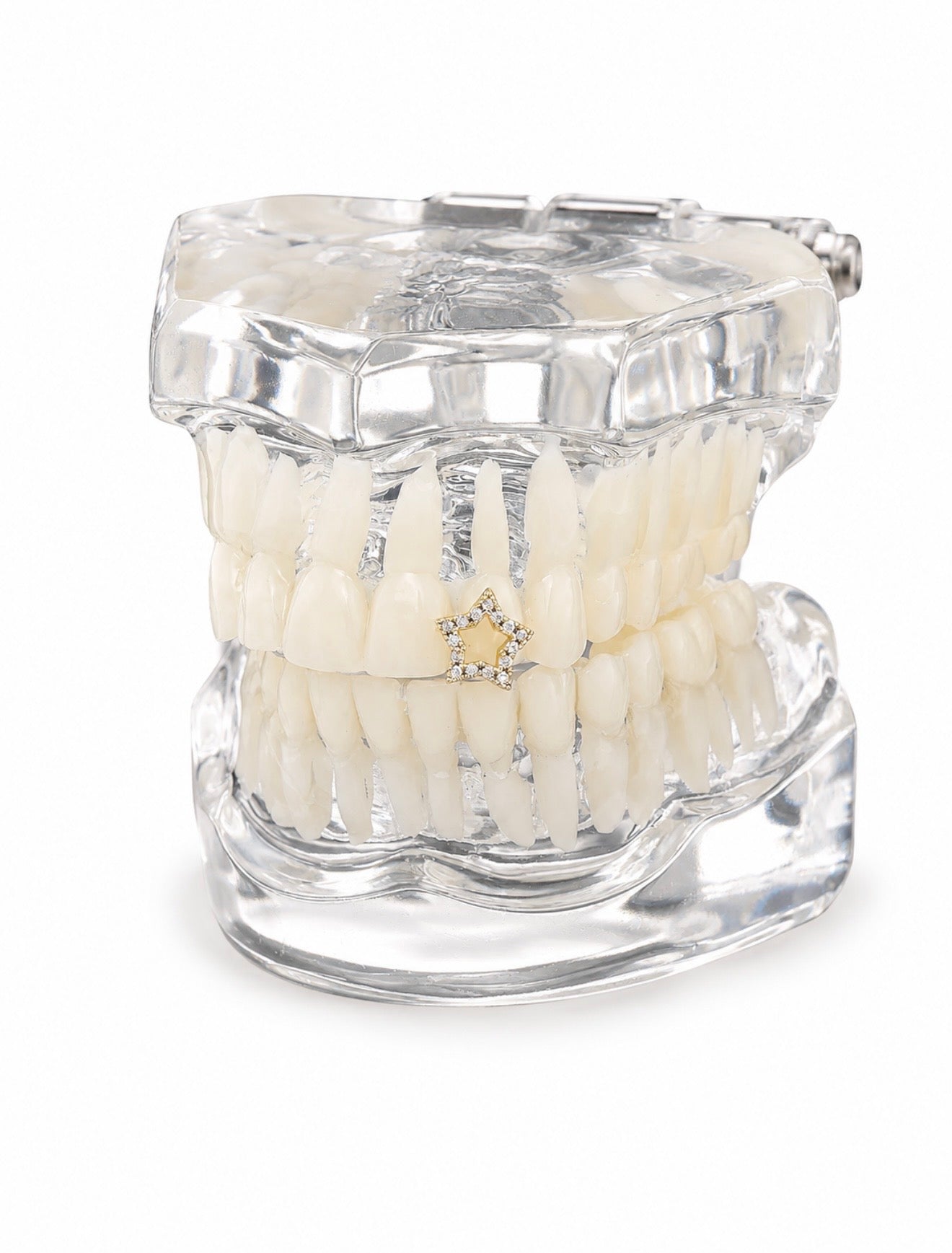 GELATI GRILLZ “LA STAR” STEEL DIAMOND TOOTHCAP SPACER + 18K VERMEIL GOLD INSERTS