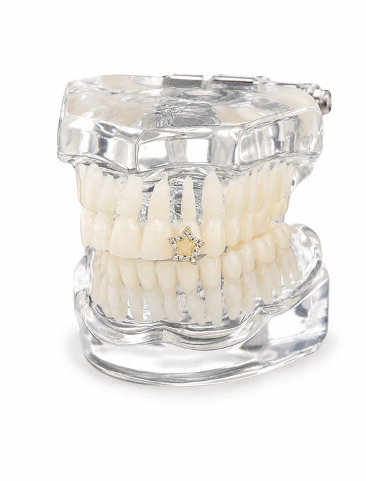 GELATI GRILLZ “LA STAR” TITANIUM DIAMOND TOOTHCAP SPACER + 18K VERMEIL GOLD INSERTS