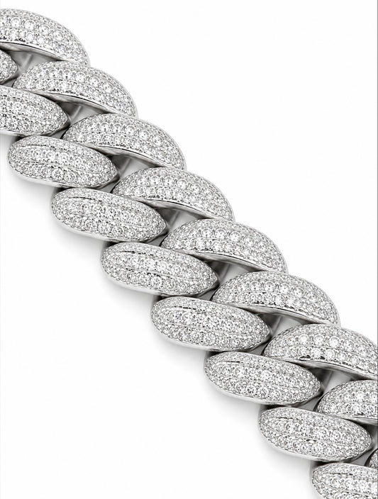 17MM MOON LINK CUBAN BRACELET - TRI ROW RAISED POINTERS™ — FL-IF CERTIFIED LAB MOISSANITE | 925 SILVER + 18K VERMEIL GOLD
