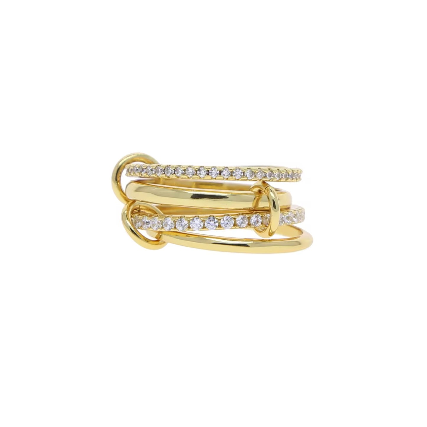Gelati's Limited Edition - Signature Multilink VVS1 Moissanite Diamond Ring In 925 Silver & 18k Vermeil Gold Accents