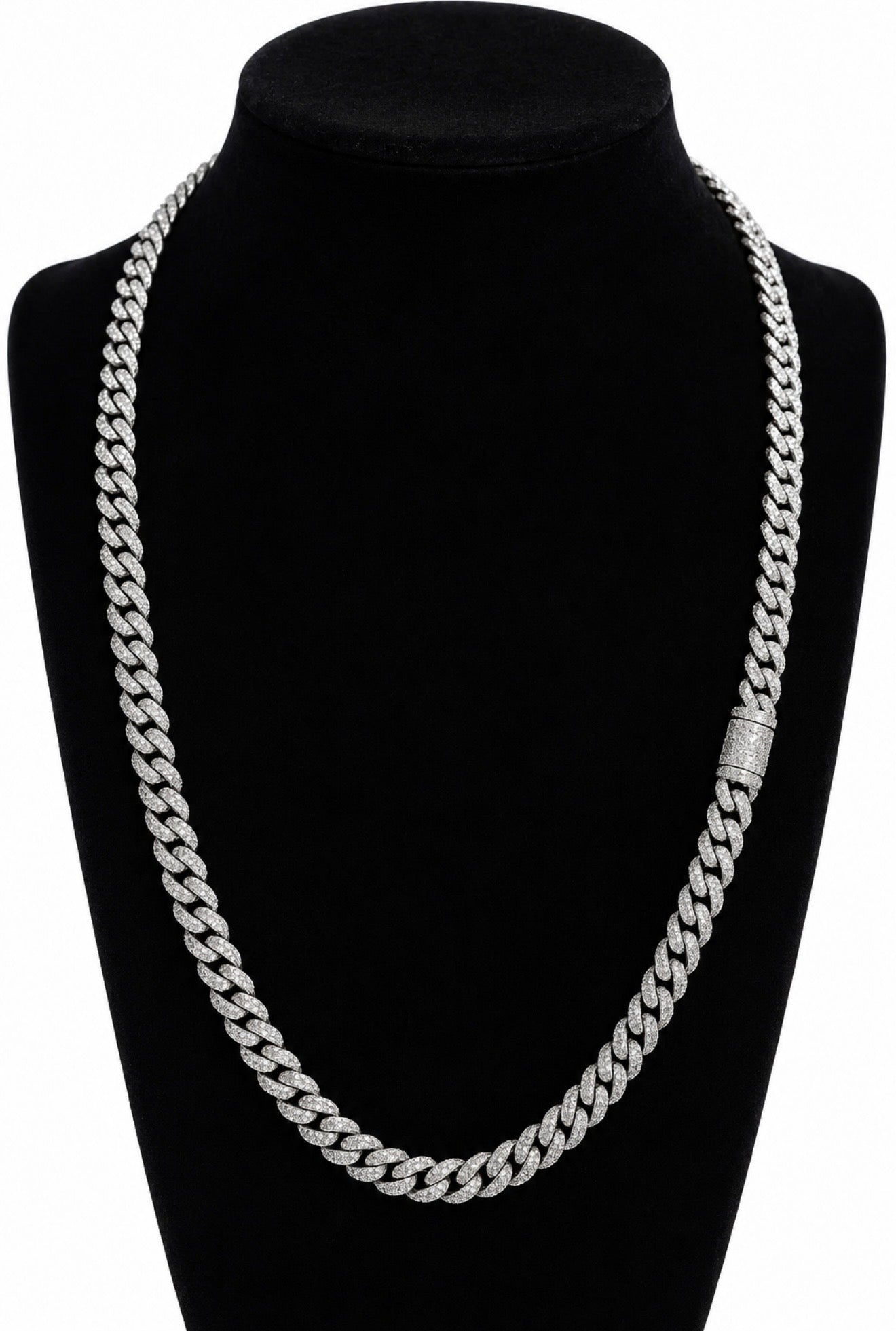 NOVA MIAMI PRONG CUBAN CHAIN – 20CT FL–IF MOISSANITE, 925 SILVER & 18K VERMEIL