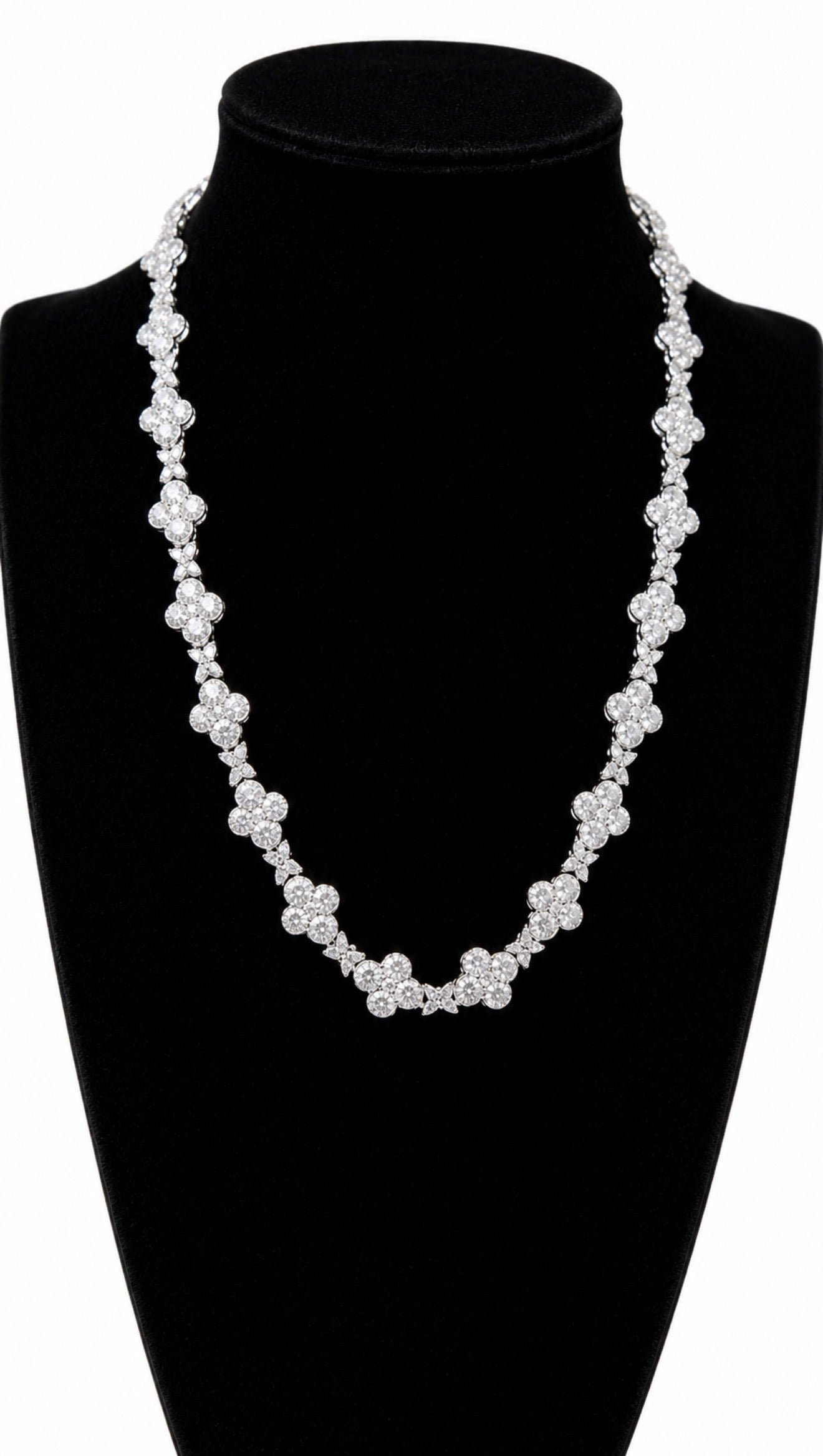 SPECIALE STAR CROSS LINK NECKLACE – 20CTW FL-IF MOISSANITE, 925 SILVER & 18K WHITE VERMEIL