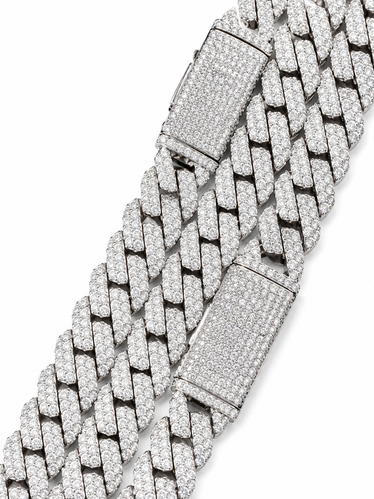 Bipolar Miami Link Cuban Necklace – 3EX FL-IF D-Color Moissanite, 925 Silver & 18K Vermeil (14MM)