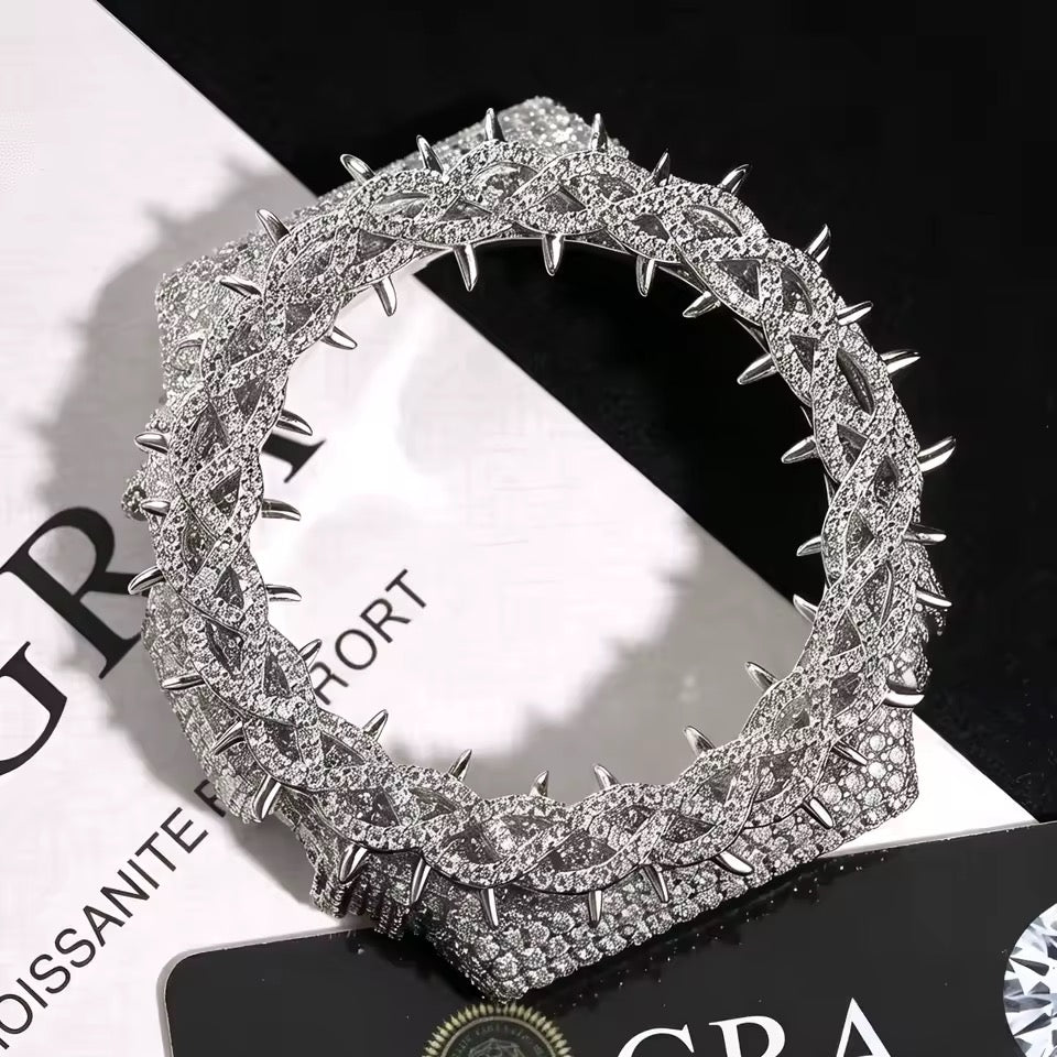 Gelati Thorns Crown G-Shock Case Mod GA2100 VVS1 Lab Moissanite Diamond & 18k Vermeil White Gold