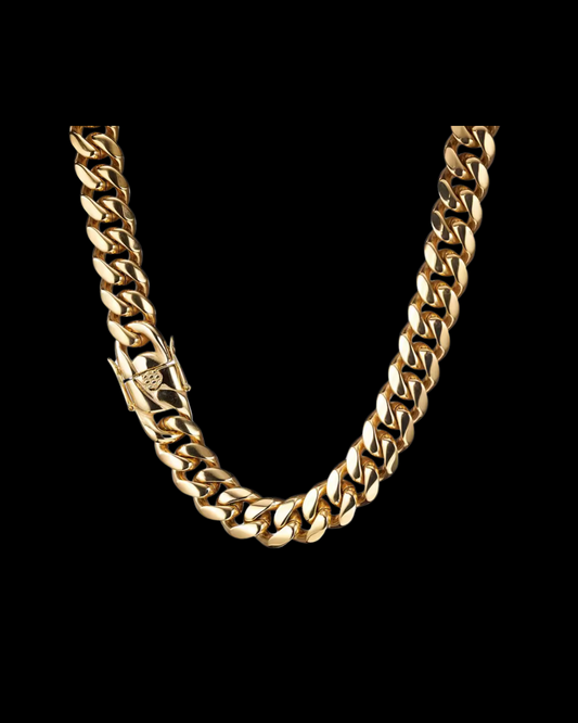 Gelati's 8MM Plain Lobster Lock 18k Vermeil Gold & Solid Titanium Miami Curb Cuban Chain