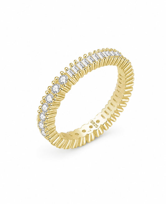 GELATI’S HYBRID SET 4MM MICRO PAVE HCD Diamonds IN 925 SILVER & VERMEIL 18K LAYERS INFINITY BAND