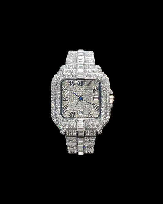 Gelati's Baguette Dial "Primo Santo" Carbon Diamonds & Stainless Steel Watch